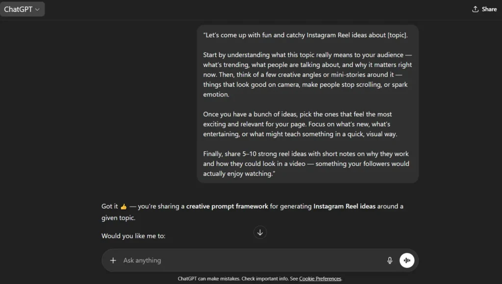 Prompt 3: Engagement-Boosting Reels