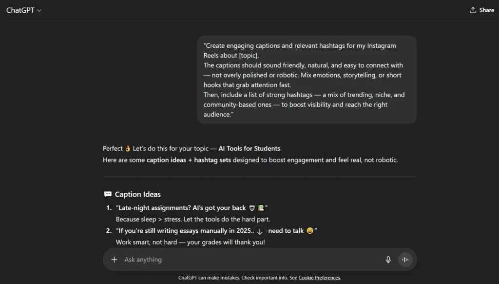 ChatGPT Prompts to Create Viral Instagram Reels